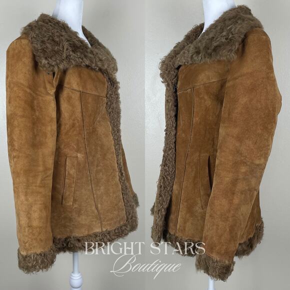 Rare Suede and Fur Jacket ASO Lorelai Gilmore Girls Brown Camel RARE HTF Y2K - Picture 6 of 15